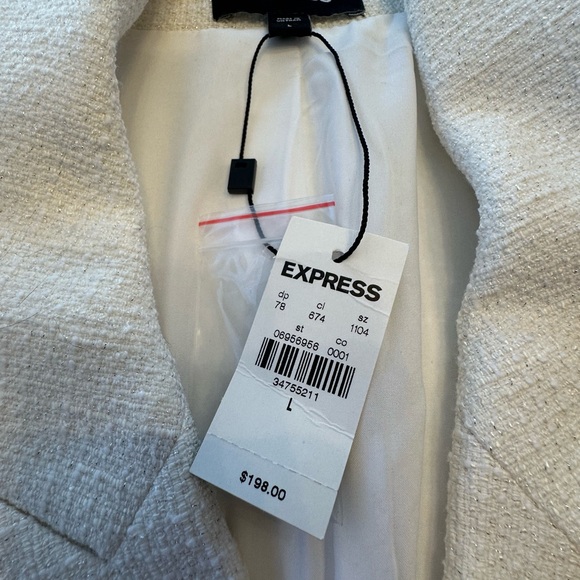 Express white shimmer Double-Breasted Blazer sz L - Picture 3 of 9